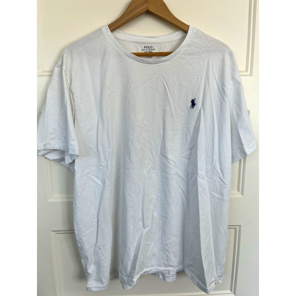Polo Ralph Lauren Men's White Solid Crew Neck Embroidered Logo T-Shirt 2XL